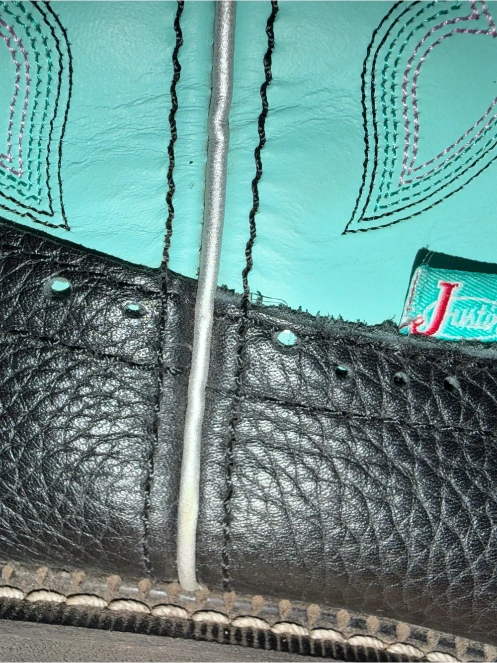 Justin Boots Black and Turquoise Western Boot